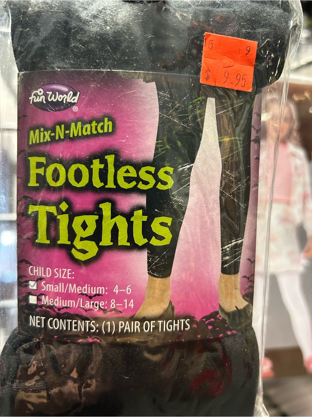 Fun World Black Footless Tights for Kids